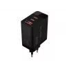 LCD sieninis įkroviklis USB lizdas + USB-Cx2 PD 65W GAN juodas vatmetras