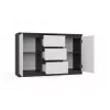 Komoda 2 durys 3 stalčiai top e shop M-MP-K-MAL-2D3S-ANTBIA — antracitinis rėmas, baltos durys, 1200×750×400 mm