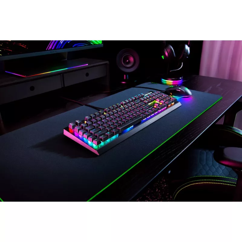 Razer JuodaWidow V4 X klaviatūra, žaidimų, USB, QWERTZ, vokiška, juoda