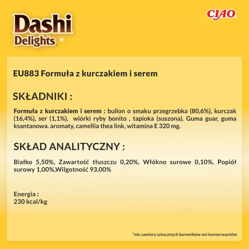 Drėgnas kačių skanėstas INABA Dashi Delights Silky Broth su vištiena ir sūriu 40 g vienos porcijos maišelis
