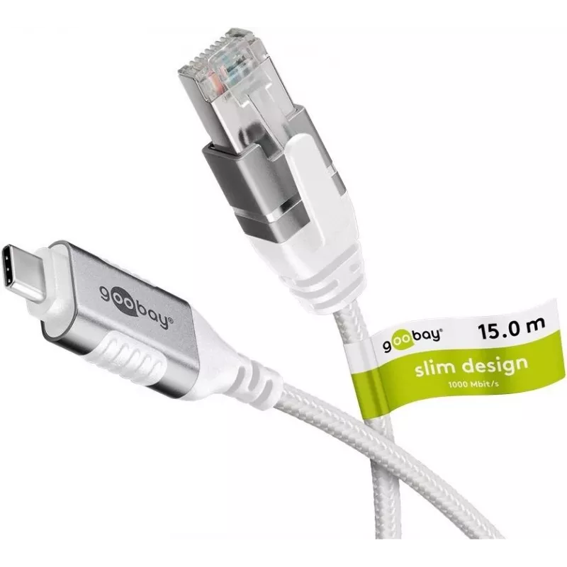 Goobay Ethernet laidas USB-C 3.1 į RJ45 plonas 15 m – jungia maršrutizatorių, modemą ar (74392)