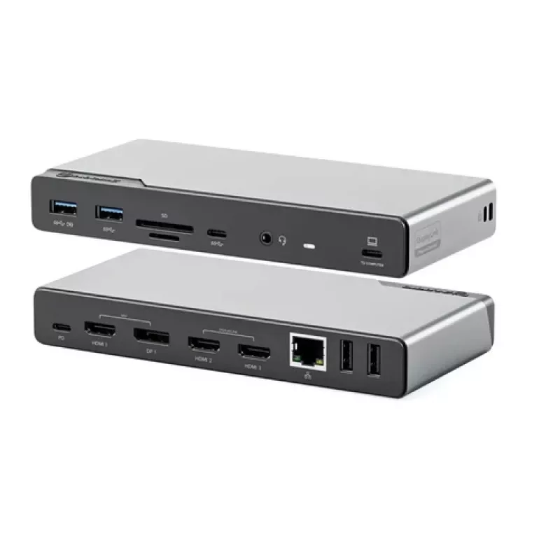 ALOGIC DV4 - prijungimo stotelė - nešiojamiesiems kompiuteriams - USB-C / USB-A - 3 x HDMI, DP - 1GbE (DUCDV4)
