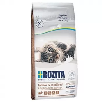 Sausas kačių maistas BOZITA Indoor & Sterilised Grain Free Reindeer 2 kg — suaugusioms katėms, 33 % baltymų, 14 % riebalų