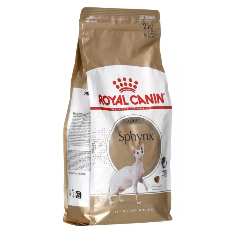 Sausas kačių maistas Royal Canin Sphynx Adult 2 kg — kiaulienos skonio, 33% baltymų, 23% riebalų