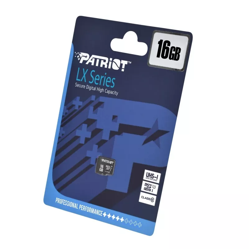 MicroSDHC atminties kortelė PATRIOT PSF16GMDC10 — 16 GB, 10 klasė, UHS-I (U1), 80 MB/s, juoda