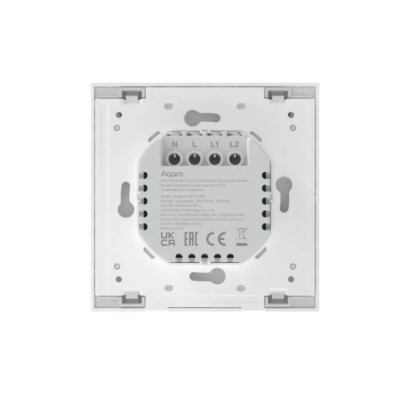 AQARA Smart Home Wall Switch H1, su nuliu, dvigubas jungiklis (WS-EUK04)