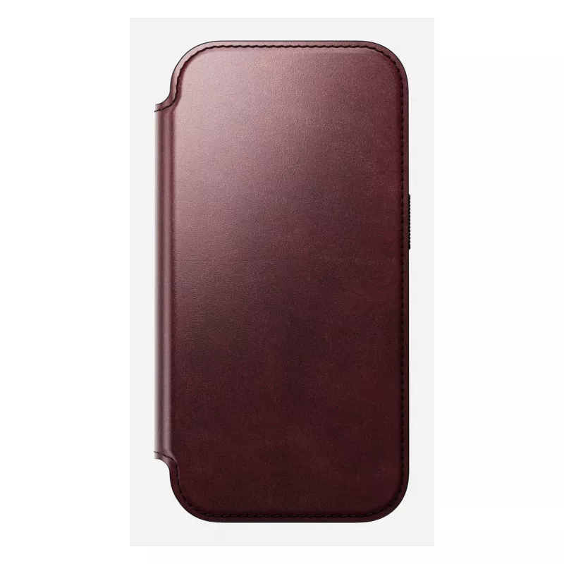 Mobiliojo telefono dėklas Nomad Modern Leather Folio, skirtas Apple iPhone 17 Pro, 6,3 colio (16 cm), oda, bordo spalvos