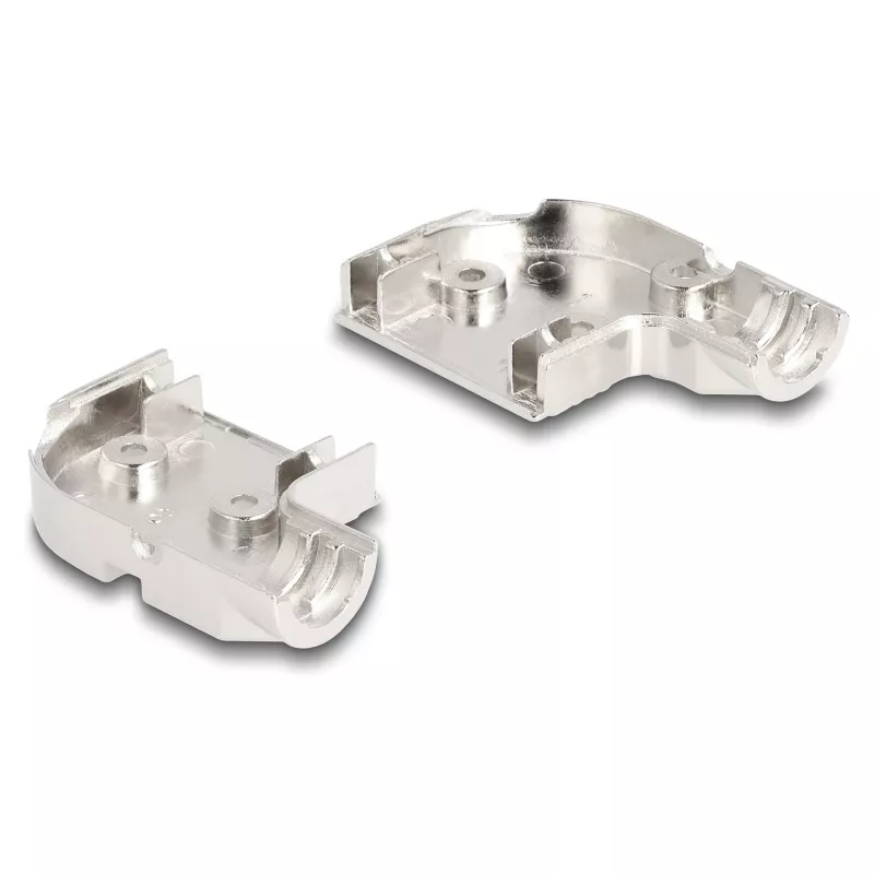 DELOCK D-Sub korpusas 9 kontaktų, kampuotas 90° laido apsauginis gaubtas, sidabrinis plastikas, 33×47×16 mm