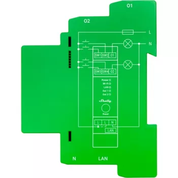Shelly Pro Dimmer 2PM įmontuojamas mėlynos, žalios, pilkos spalvos