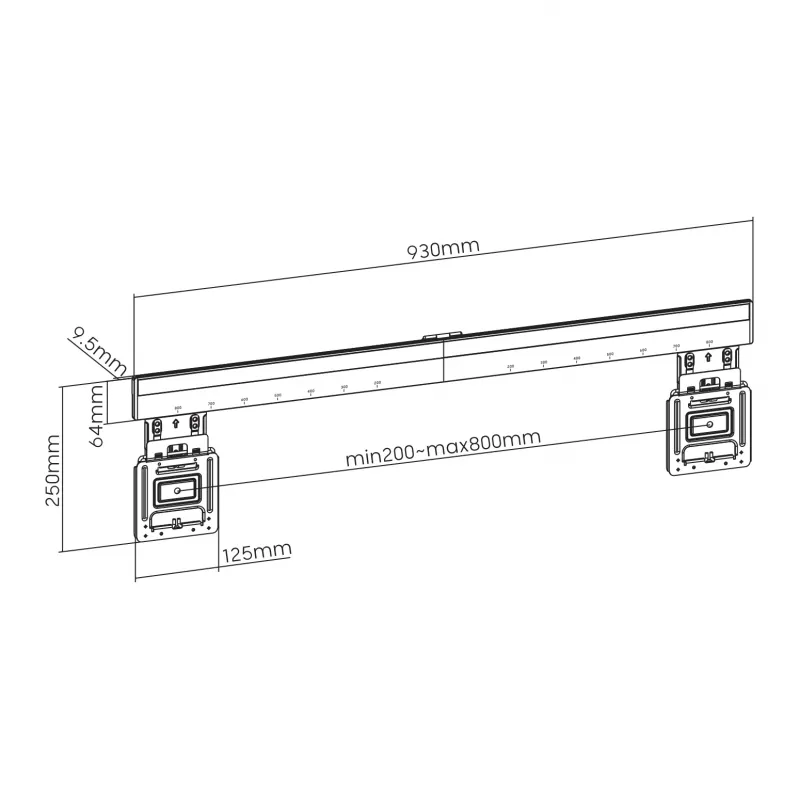 Montavimo laikiklis SBOX PLB-1948 ekranams 43–100 kg, plokštė 800×600 mm
