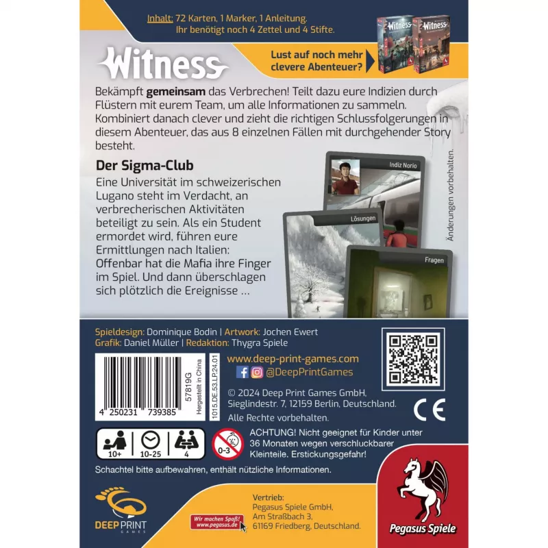 Deep Print Games: Witness - Der Sigma-Club, galvosūkių žaidimas