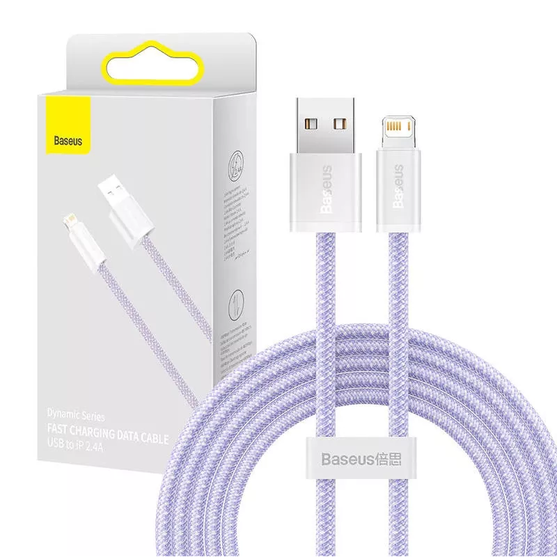Baseus Dynamic laidas USB į Lightning, 2,4A, 2m (violetinis)
