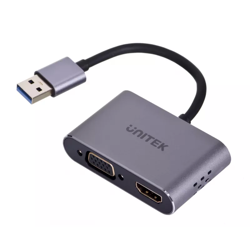 UNITEK V1304A vaizdo kabelio adapteris 0,15 m USB Type-A HDMI + VGA (D-Sub) Pilka