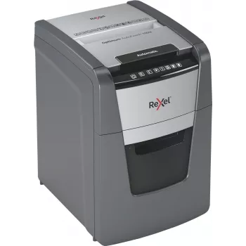 Rexel Optimum Auto+ 100M popieriaus smulkintuvas, mikro pjovimas, 55 dB, 22 cm, juoda, pilka