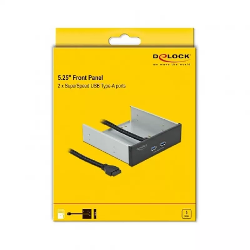 Priekinis skydelis DeLOCK 5.25 colio 2 x USB 5 Gbps A tipo prievadai