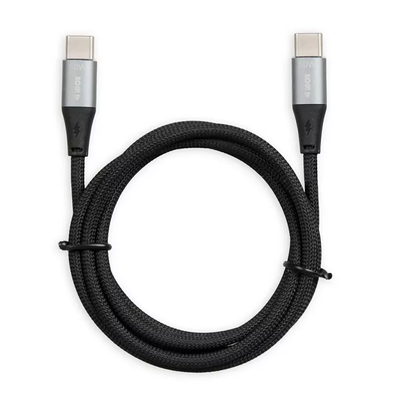 iBOX IKUTC USB-C laidas 60 W 2 m juodas