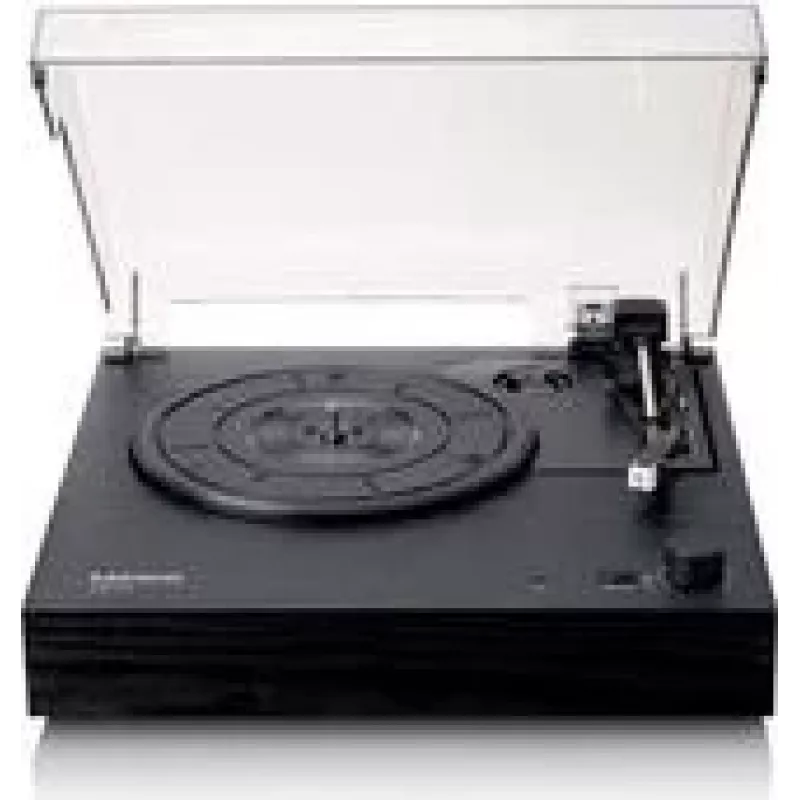 Patefonas Lenco LS-15BK juodas diržinis patefonas LS15, įmontuotas fono stiprintuvas, USB išvestis