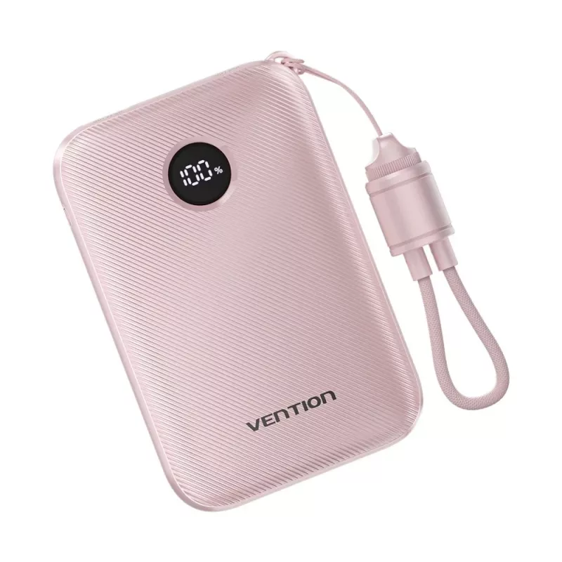 Išorinė baterija Vention FKAP0-C 10000 mAh, 2× USB-C + 1× USB-A, 22.5 W, rožinė