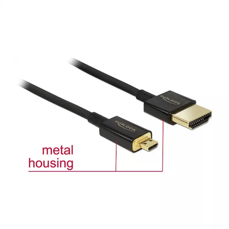 HDMI laidas DeLOCK 85119 0,25 m A tipo D tipo juodas