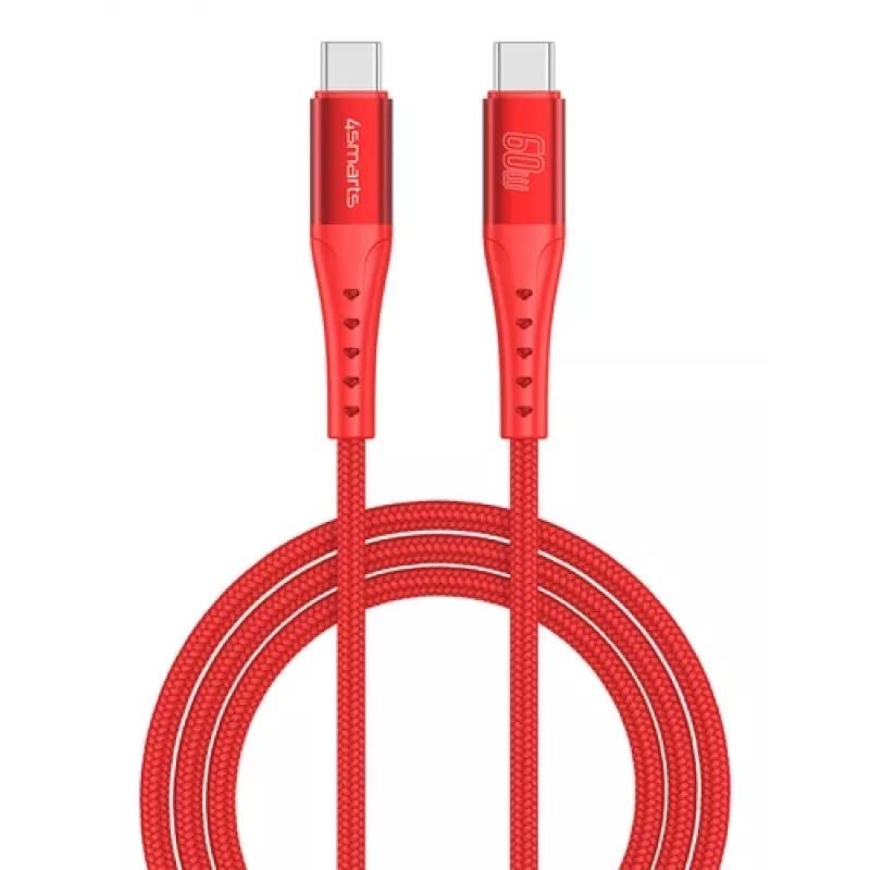 USB-C laidas 4smarts Primacord 60W, 15 m, raudonas