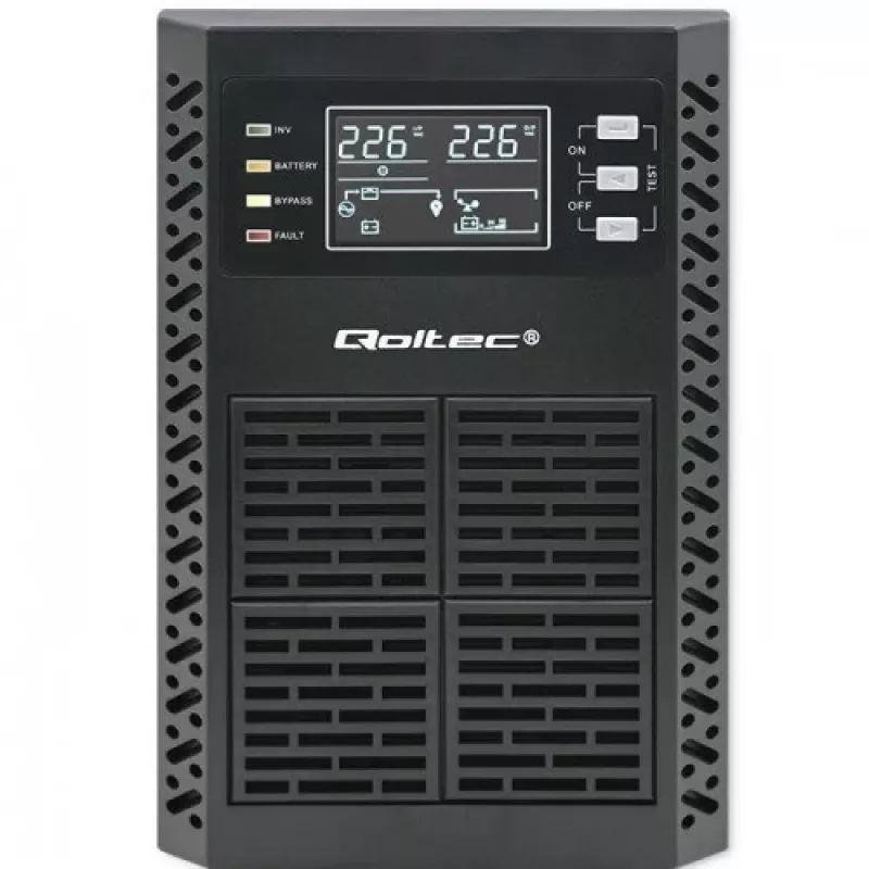 Qoltec 52281 nepertraukiamo maitinimo šaltinis (UPS) Dvigubo keitimo (Online) 2 kVA 2000 W 3 AC lizdai