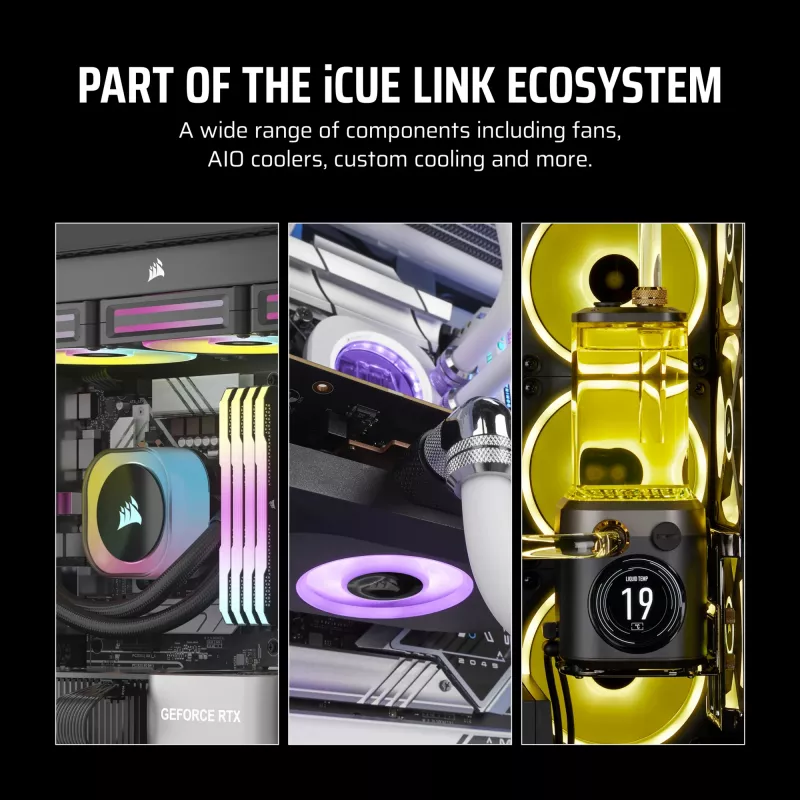 CORSAIR iCUE LINK LX120-R RGB 120 mm ARGB reversinio menčių korpuso ventiliatorius – baltas