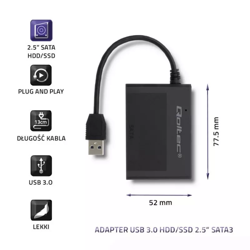 Kietojo disko adapteris Qoltec USB 3.0 HDD/SSD