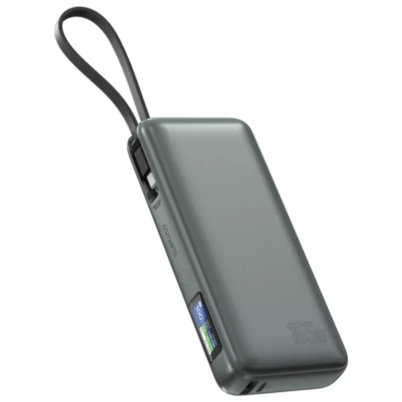 Išorinė baterija 4smarts 541603 — Li‑Ion 20000 mAh, USB‑C + USB‑A, 165W bendra galia, 5A, pilka