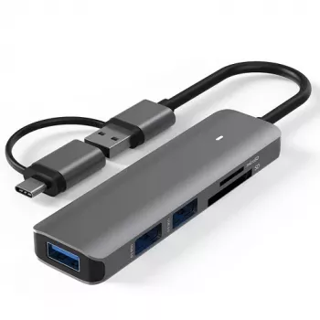 Adapteris USB 3.0 – 3 x USB 3.0, SD, TF