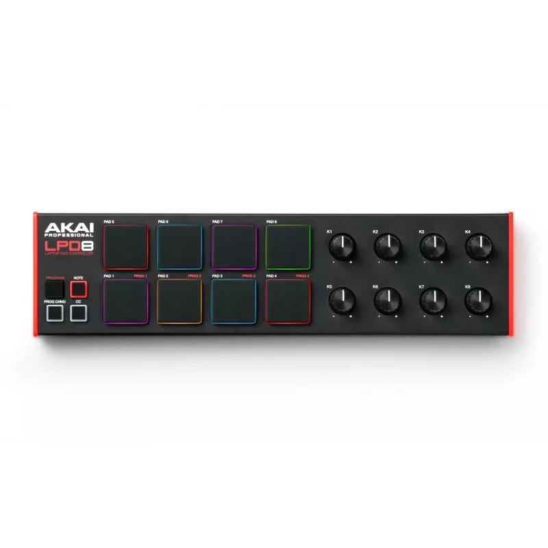 Akai LPD8 MKII MIDI klaviatūra 8 klavišai USB Juoda, Raudona