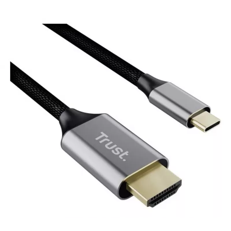 USB-C į HDMI kabelis TRUST CALYX 25630, 4K (3840x2160), 2 m, juodas, vyriškas-vyriškas