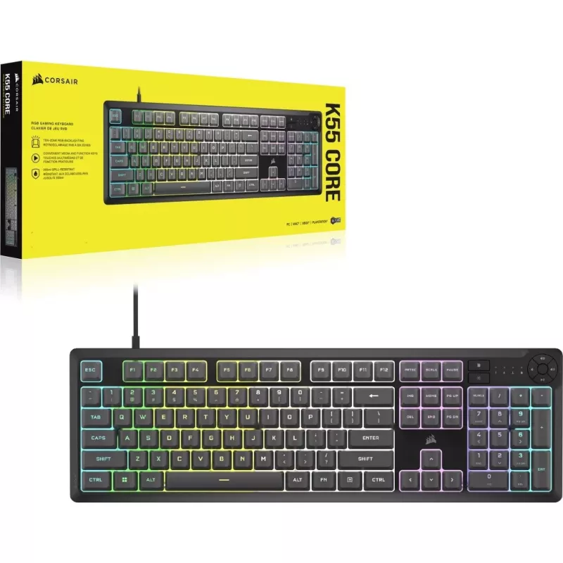Corsair CH-9226D65-DE klaviatūra žaidimams USB QWERTZ vokiška pilka