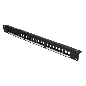 Patchpanel Extralink 24 prievadų U/UTP (UTP) modulinis, 1U, juodas, 482,6 mm plotis