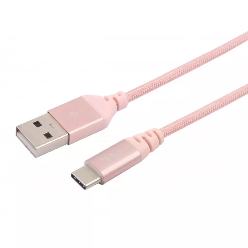 USB laidas Tellur TLL155281 USB 2.0 1 m USB A USB C rožinis auksas