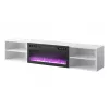 TV spintelė cama meble POLO 180x33x39 cm su elektriniu židiniu 1400–1600 W, laminatas, balta/juoda