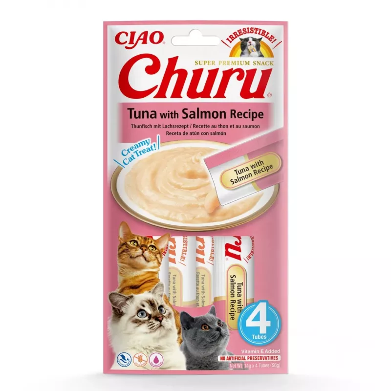 INABA Churu Tuna su lašiša – kačių skanėstai – 4x14 g