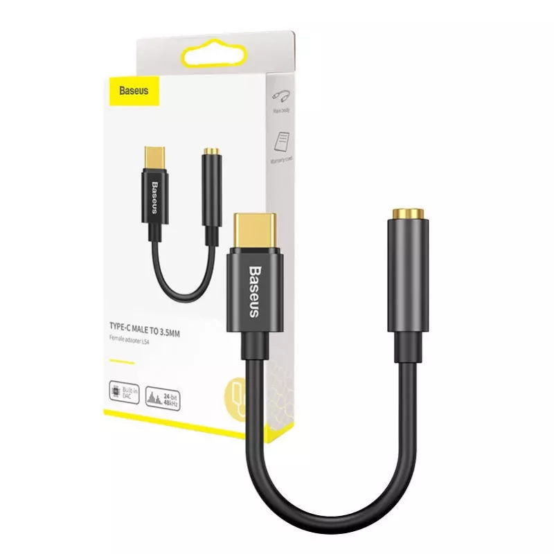 Adapteris Baseus CATL54-01 USB-C į 3,5 mm, juodas