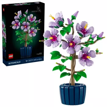 LEGO botanikos konstravimo rinkinys Hibiscus Flower 10372 – 660 dalių, demonstracinis modelis, 250×360×130 mm