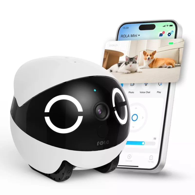 Robotas Jūsų Augintiniui Stebėti Enabot Rola Mini — Wi‑Fi, 5000 mAh baterija, 3 MP, 137° regėjimo laukas, Balta/Juoda