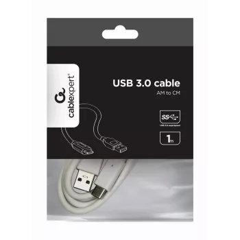 USB duomenų laidas Gembird USB A į USB C 1 m, USB 3.2 Gen 1, balta