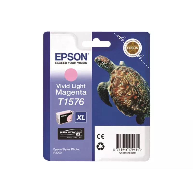 Epson Turtle T1576 Vivid Light Magenta, didelės talpos (XL), Vivid light Magenta, pigmentiniai dažai, 25,9 ml, 1 vnt., 2300 puslapių