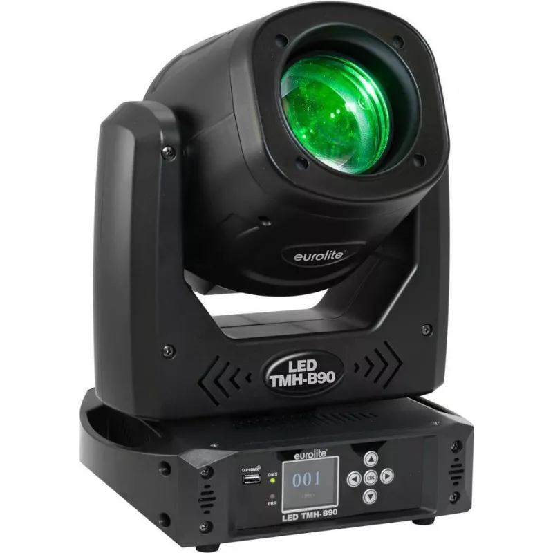 Judantis spindulinis prožektorius EUROLITE TMH-B90 90W LED — profesionalus judančios galvutės spindulinis šviestuvas, 90W LED