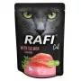 Šlapias kačių ėdalas Dolina Noteci Rafi Cat su lašiša 300 g, suaugusioms katėms, 80% drėgmės, 9% baltymų