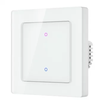 Ant sienos montuojamas „WiFi“ jutiklinis šviesos jungiklis „Avatto TS20-EU-W2“ — 2 kanalų, baltas