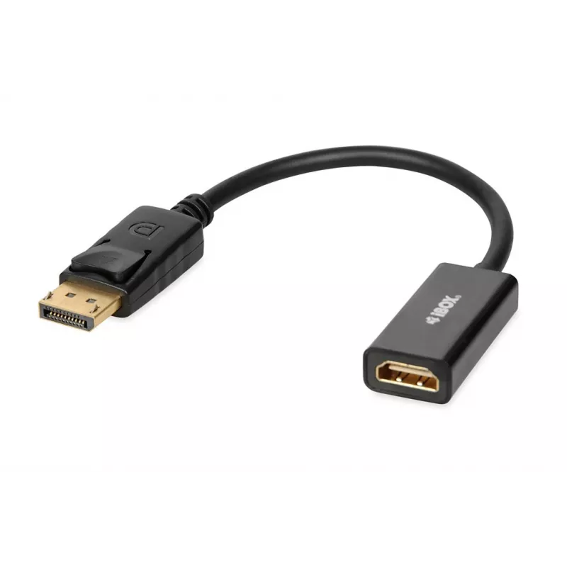 DisplayPort į HDMI kabelio adapteris IBOX iadp4k — DisplayPort (kištukas) į HDMI (lizdas), tiesios jungtys, 4K palaikymas, sidabrinis
