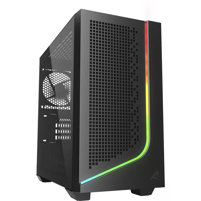 PC korpusas Sharkoon J1000 ARGB mATX — vidutinio dydžio „micro-ATX“ korpusas su ARGB apšvietimu