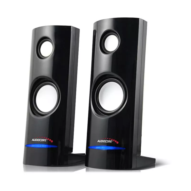 2 krypčių laidinė kompiuterio kolonėlė Audiocore AC860, 2.0 kanalai, 4 W RMS, maitinimas USB, 3,5 mm įvestis, juoda