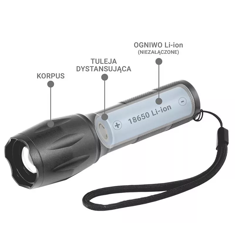 Žibintuvėlis everActive FL600 — 600 lm, 10 W, aliuminio korpusas, IPX4, 130 mm, 3×AAA, raudonas