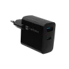 Laidus mobilusis įrenginių įkroviklis NATEC NUC-2145, 65 W, USB-C PD 3.0 + QC 3.0, 1x USB-C, 1x USB-A, 110–240 V, juodas