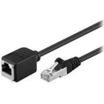 Goobay CAT 5e prailginimo kabelis F/UTP, juodas, 1,5 m – varinė medžiaga, RJ45 kištukas (8P8C) RJ45 lizdas (8P8C) (73387)